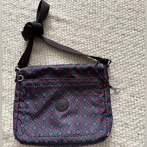 Kipling Red and Blue Geometric Crossbody Bag